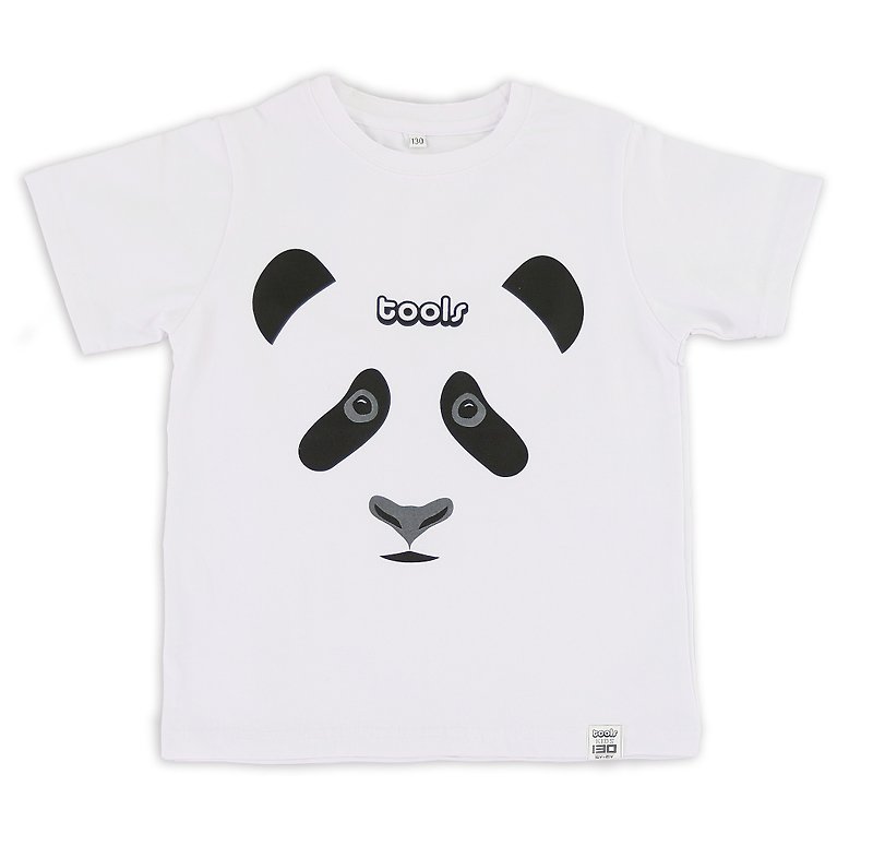 tools cotton children's clothing white panda 170302-09 - เสื้อยืด - ผ้าฝ้าย/ผ้าลินิน ขาว