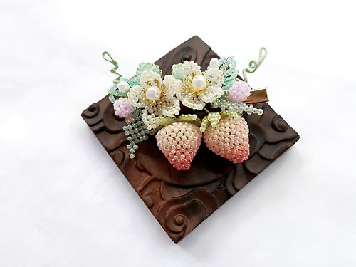 花滿樓 莓果粒粒 古風傳統緝珠現代設計感草莓髮夾髮簪髮飾飾品配件