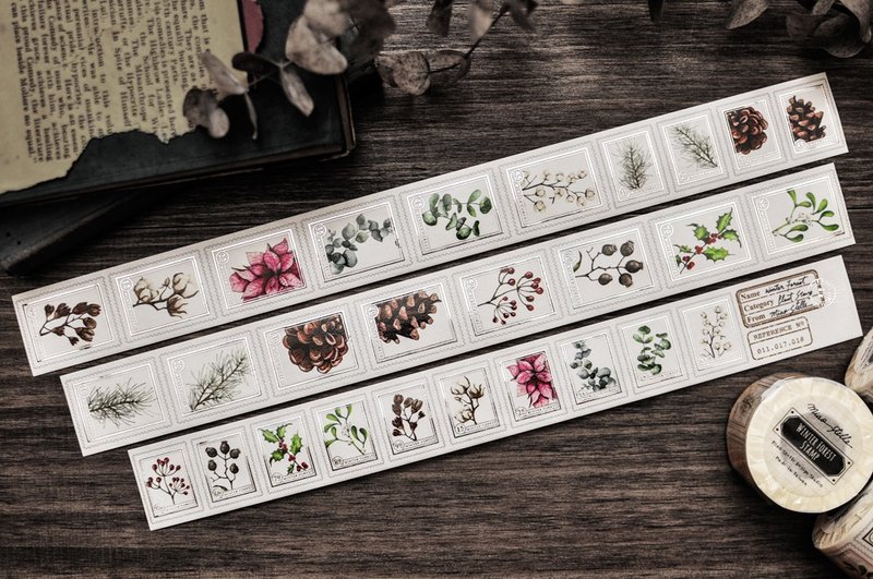 Winter Forest Stamp Washi Tape - 3.5cm - Washi Tape - Paper Multicolor