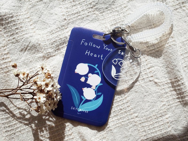 Slide card holder + glue charm capybara store manager and ducks a lily of the valley [SKYCOFFEE] - ID & Badge Holders - Plastic Blue