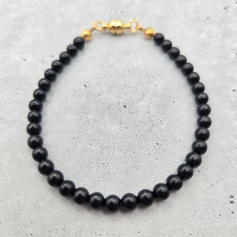 【日本製造】黑玉細身手鍊 療癒悲傷・守護心靈 - 手鍊/手環 - 寶石 黑色