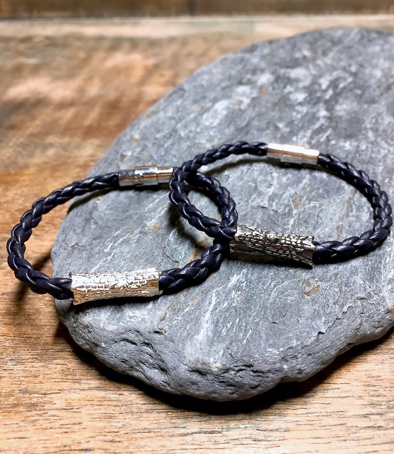 Chai Cai leather bracelet-fog blue - Couples' Rings - Sterling Silver Silver