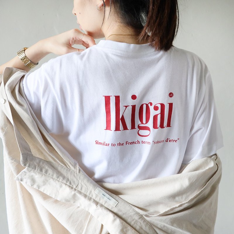 MIT棉柔中性Tee / ikigai 紅色 - 女 T 恤 - 棉．麻 