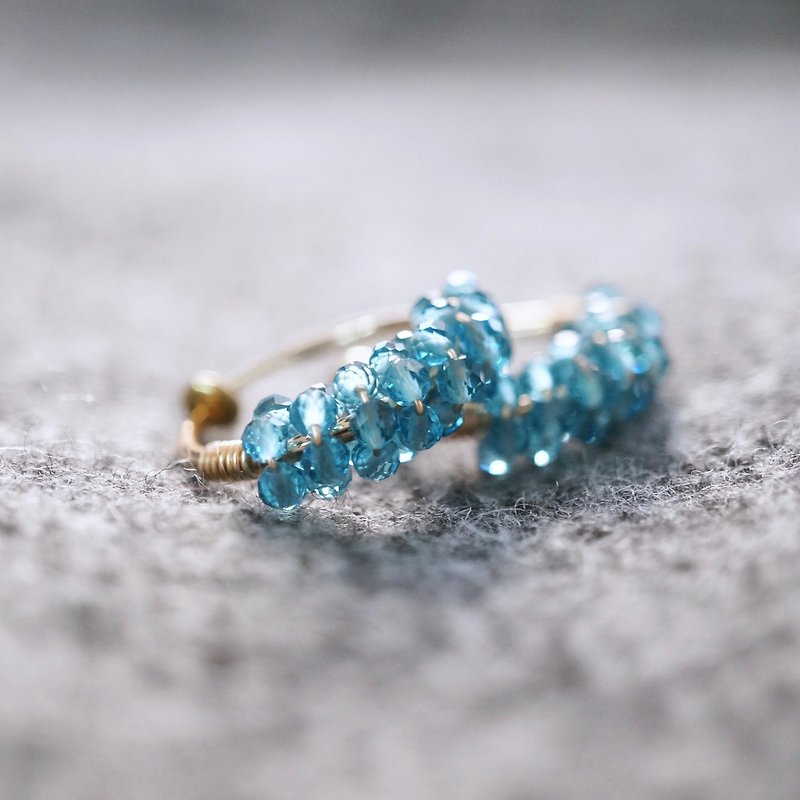 ITS-E105 [] Stone Gemstone earrings · Stone circle Clip-On earrings. - Earrings & Clip-ons - Semi-Precious Stones Blue