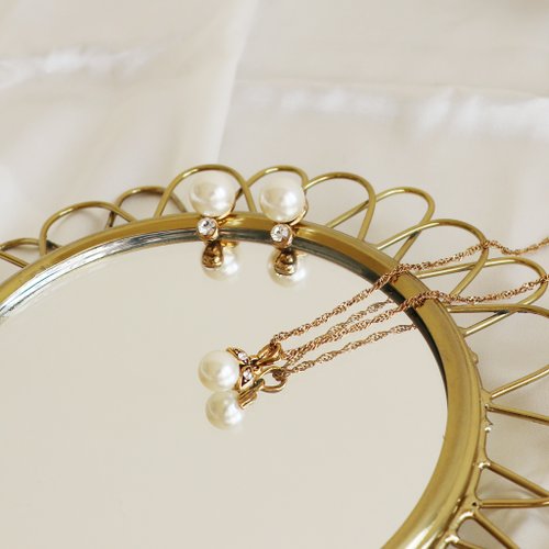 PHOEBE JEWELRY 簡約珍珠耳環項鍊組
