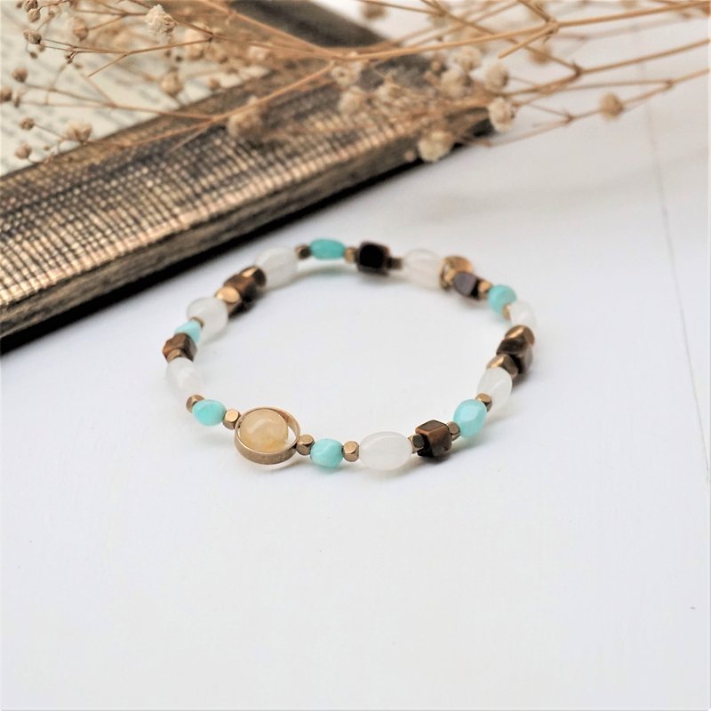 << Pursue the most - Natural stone bracelet >> Tiger eye stone Topaz stone White River agate - Bracelets - Gemstone Multicolor