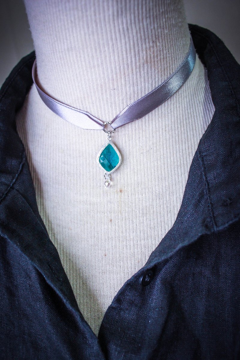 *Miraus Story*Tie off - ice - necklace - สร้อยคอ - แก้ว สีน้ำเงิน