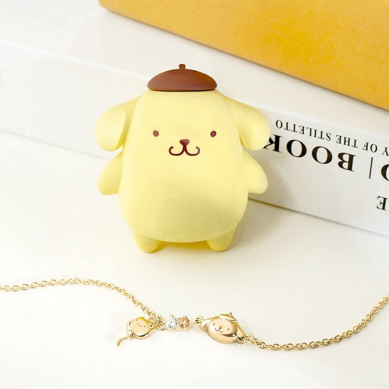 Small Gift for U Series-PomPomPurin Pudding Dog Gift Sterling Silver Bracelet - สร้อยข้อมือ - เงินแท้ สีทอง