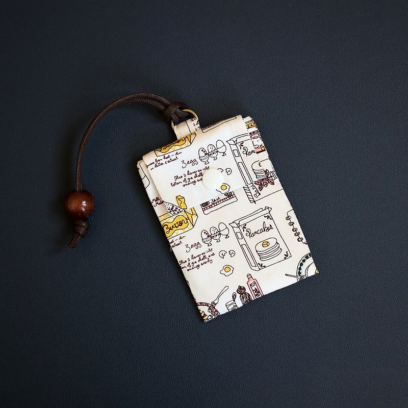Romantic Food Card Bag_White/Card Holder Business Card Bag - ที่ใส่บัตรคล้องคอ - ผ้าฝ้าย/ผ้าลินิน ขาว