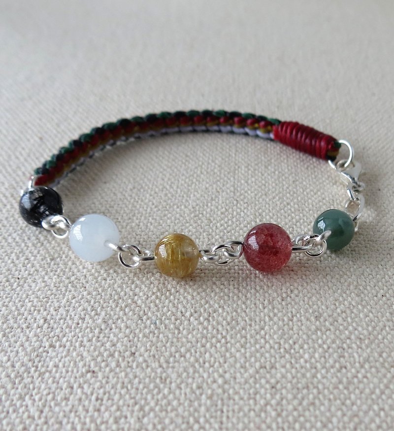 *Lucky fortune five elements of beads*silk wax line bracelet * modified square 12 shares double circle ~ increase the overall fortune - Bracelets - Gemstone Multicolor