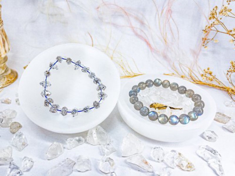 Endless Loop [Gypsum Purification Bowl] 10cm Gypsum Degaussing Bowl with Crystal Stone/One Shot - ของวางตกแต่ง - คริสตัล ขาว