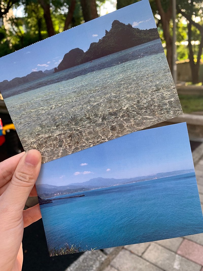 癒しの海の景色、山の景色、海と空のライン | ポストカードお届け - カード・はがき - 紙 ゴールド