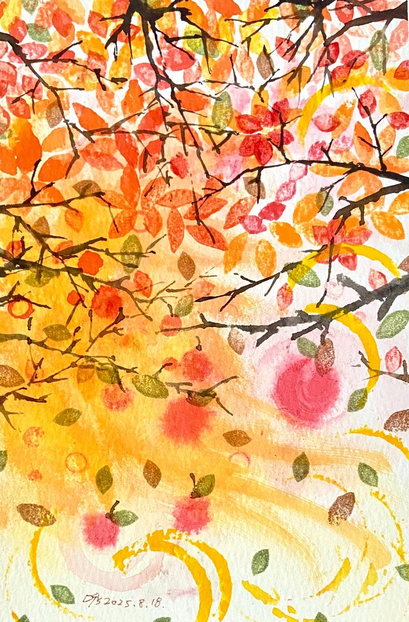 花草系列-秋意濃 (13X19cm) 水彩畫/裸畫無框 - 海報/掛畫/掛布 - 紙 白色