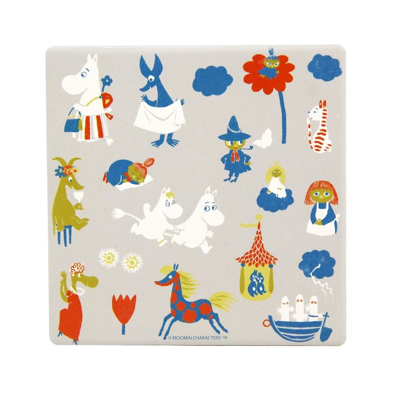 Moomin 噜噜 米 Authorization-Suction Coaster- 【Happy Market】 (Round / Square) - Coasters - Pottery Multicolor