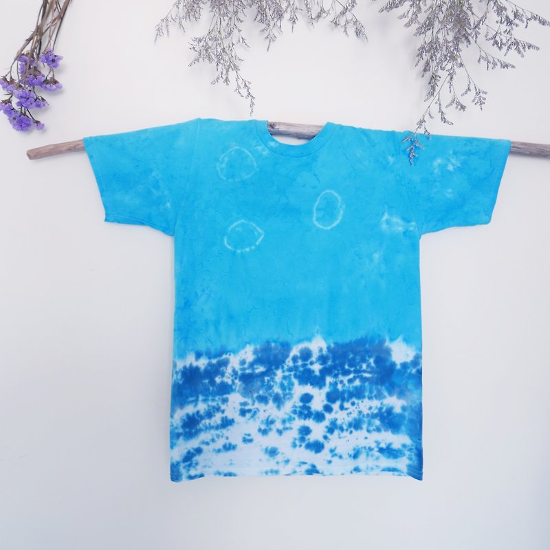 Tie dye/T-shirt/Garment/Custom size/Men/Women [Bubble] - Unisex Hoodies & T-Shirts - Cotton & Hemp Blue