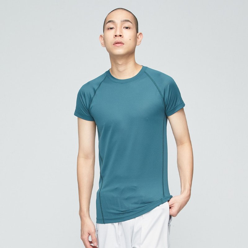 Cozee-Antibacterial Deodorant Slim Top (Men)-Wa Green - เสื้อยืดผู้ชาย - เส้นใยสังเคราะห์ สีน้ำเงิน