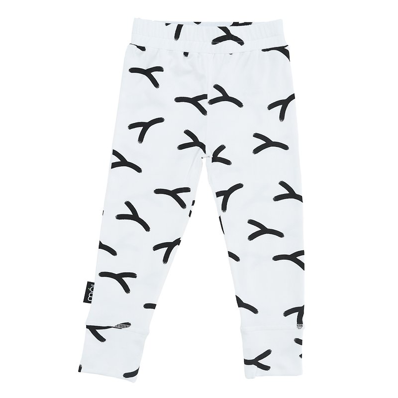 Mói Kids Iceland Organic Cotton Children's Wear Children's Trousers 1 to 12 Years Old Y Word Black and White - Pants - Cotton & Hemp White