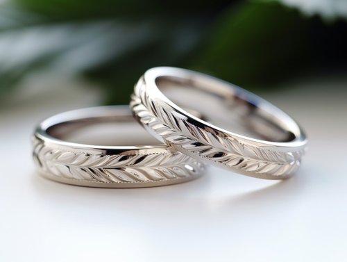 Dicha Jewellery 迪嘉珠寶 18K葉形雕花結婚戒指