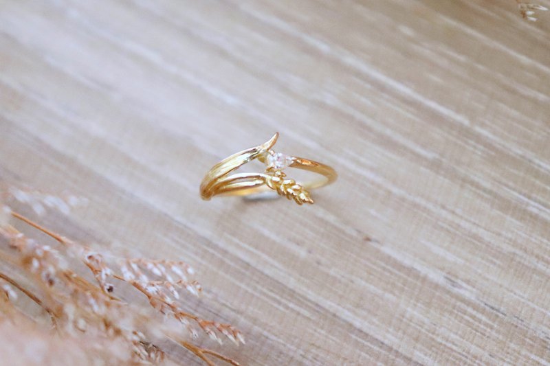 [Flower bed a kadan series] rice ear ring / 5 points water drop diamond / k18 gold / k18 yellow - แหวนทั่วไป - เครื่องประดับ สีทอง