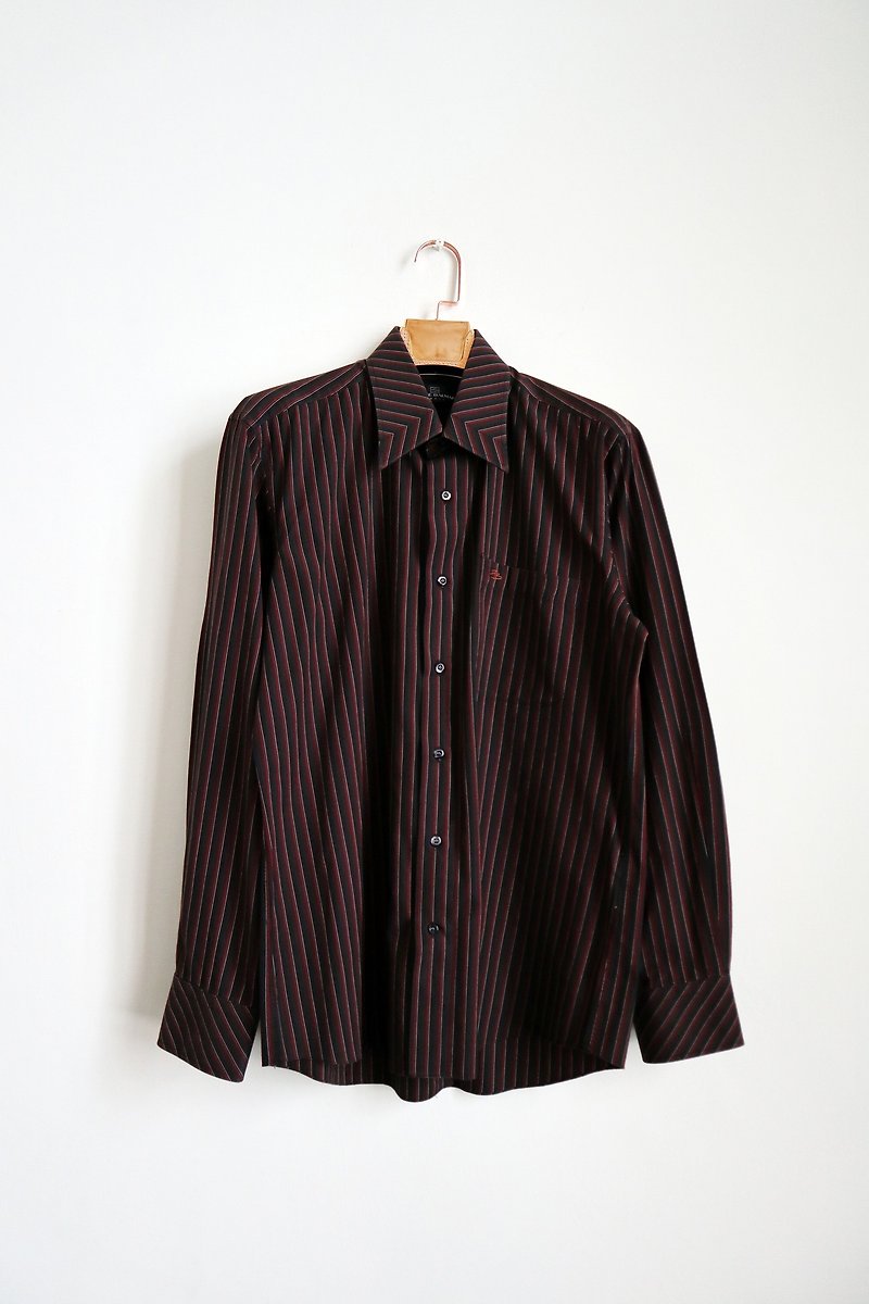 Pumpkin Vintage. Vintage striped shirt - เสื้อเชิ้ตผู้ชาย - ผ้าฝ้าย/ผ้าลินิน 