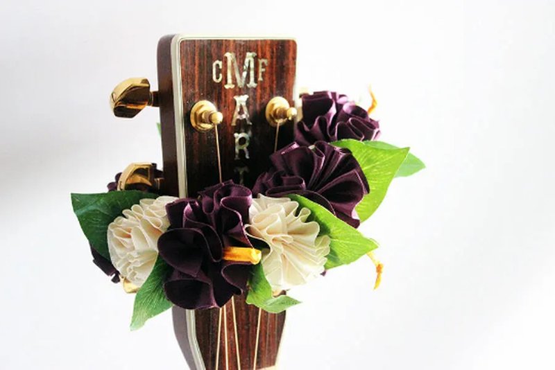 Ribbon lei for guitar, purple,guitar strap,acousticguitar - 吉他配件 - 棉．麻 紫色