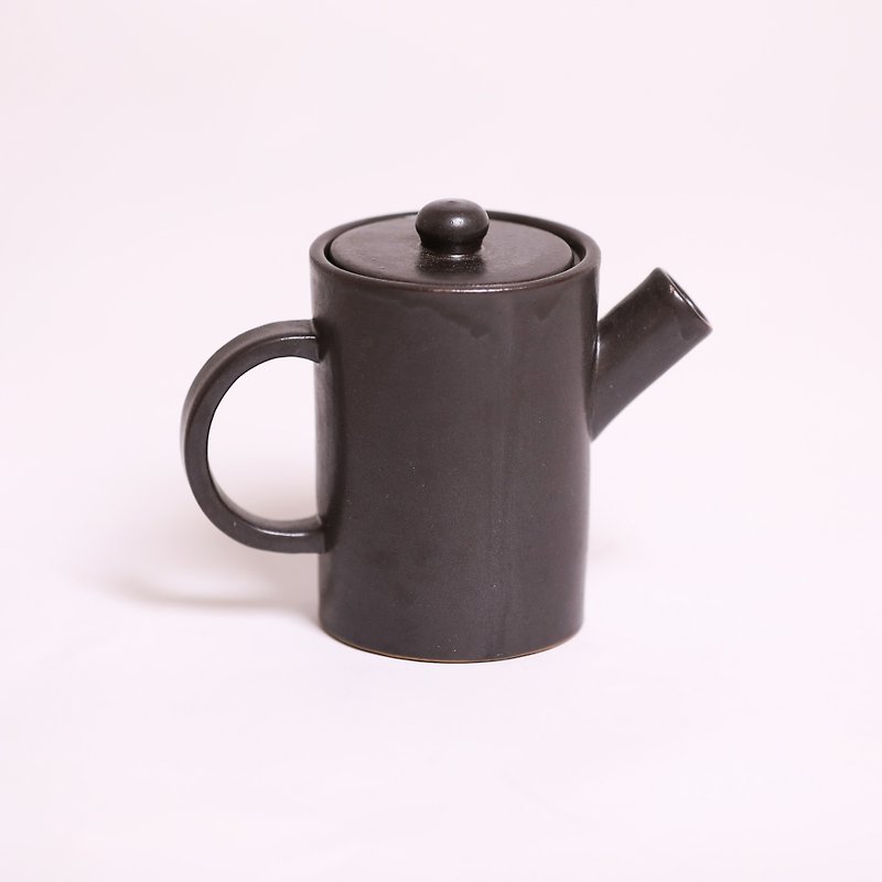 黒色円筒形ポット - 急須・ティーカップ - 陶器 ブラック