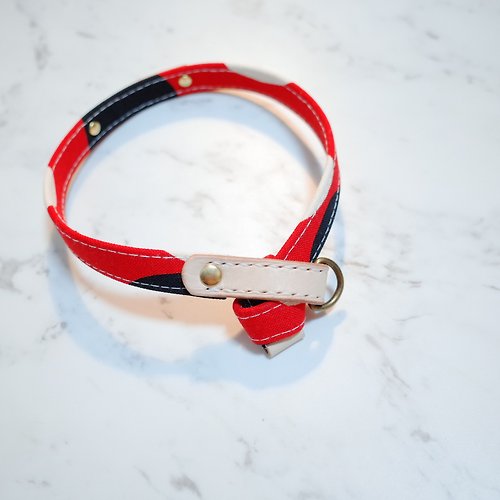 Michu Pet Collars #美珠手作 客製款 狗 垂掛式項圈放大版 熱情紅+黑白點點 附鈴鐺