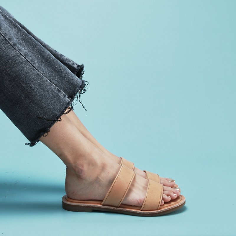 Leather Sandals | Tan - รองเท้ารัดส้น - หนังแท้ สีกากี