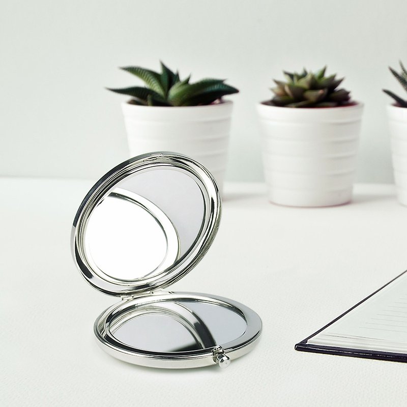 Minimalist Compact Round Mirror, Silver Pocket Mirror,Gifts, Black Grey White - อุปกรณ์แต่งหน้า/กระจก/หวี - โลหะ สีดำ
