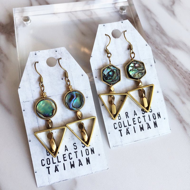 "Wannabe 1 + 1 girlfriend optional group" 2 into the brass natural stone geometric series earrings original text Qingqi quality models [ear / ear clip] - Earrings & Clip-ons - Gemstone Multicolor