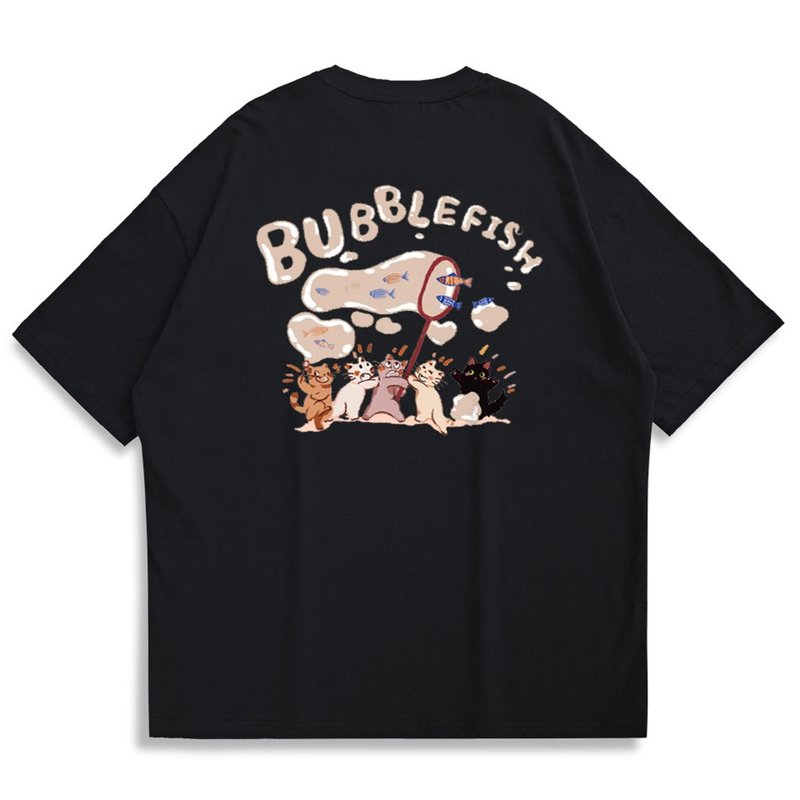 【CREEPS-STORE】Bubble Fish Oversized Printed T-shirt - Men's T-Shirts & Tops - Cotton & Hemp Multicolor