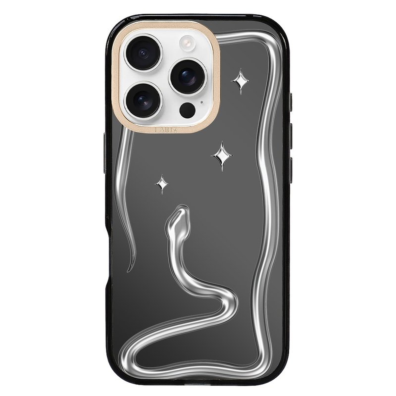 仿真動物系－你沒見過的3D貪吃蛇 透黑框鏡面磁吸版 iPhone防摔殼 - 手機殼/手機套 - 環保材質 黑色