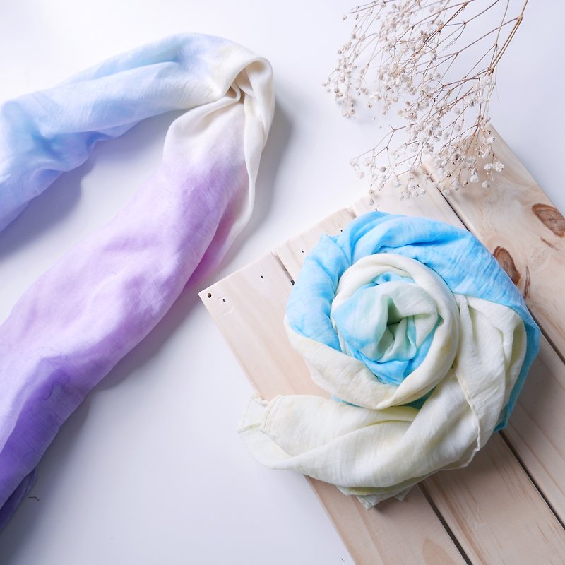 Exclusive-Fairy hand-dyed scarves and silk scarves can choose 2 pieces of discount group plus bouquet card Christmas gift exchange gift - Scarves - Other Materials Multicolor
