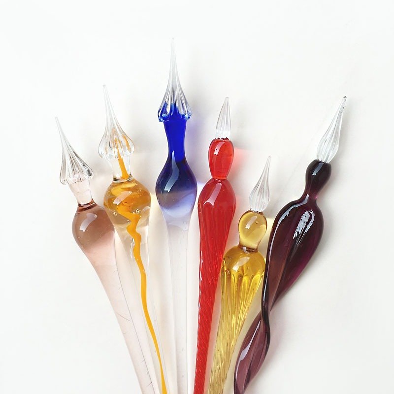 ガラス つけペン 多色 - イタリア式ガラスペン+ガラスペンホルダーギフトセット（限定B）|フランセスコ・ルビナート