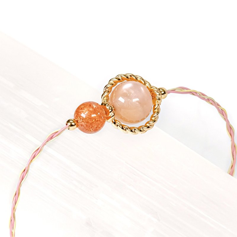 [Customized Color Braided Steel Rope] Star Ring | Orange Moonlight x Sun Crystal - Bracelets - Crystal Orange