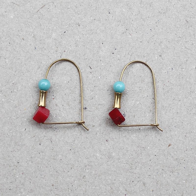 De Stiji Brass Arch Earrings - Earrings & Clip-ons - Gemstone Blue