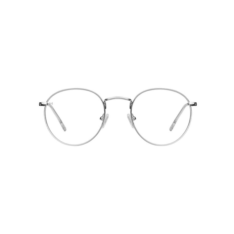 MELLER | YSTER Unisex Metal Oval Slim Frame Blue Light Glasses - Silver - Glasses & Frames - Stainless Steel 