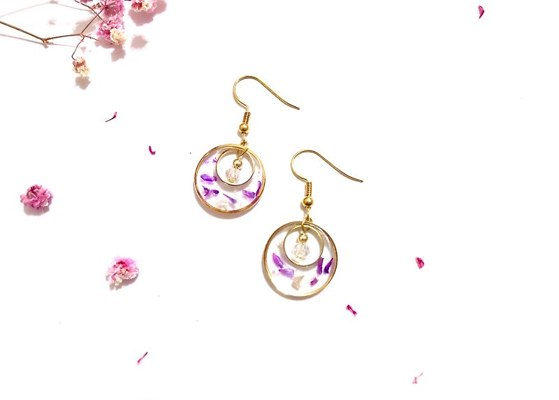 【Flower Fairy】Purple Love Heart (can be changed to clip style) - Earrings & Clip-ons - Other Metals Purple