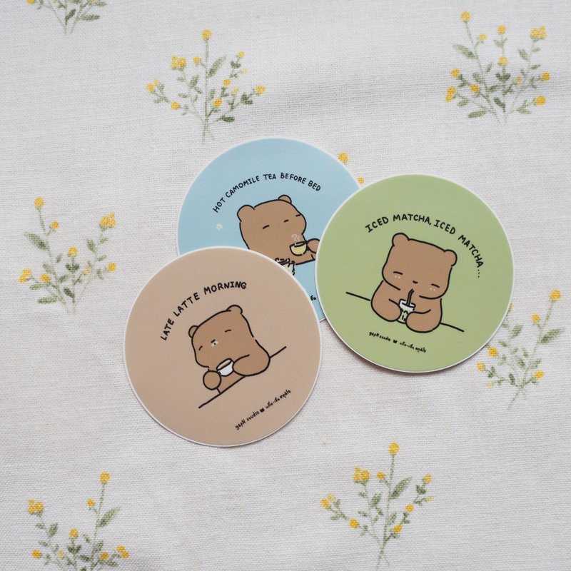 Phee Mee and Drinks, Cafe, Coffee, Green Tea, Chamomile Stickers - 貼紙 - 防水材質 