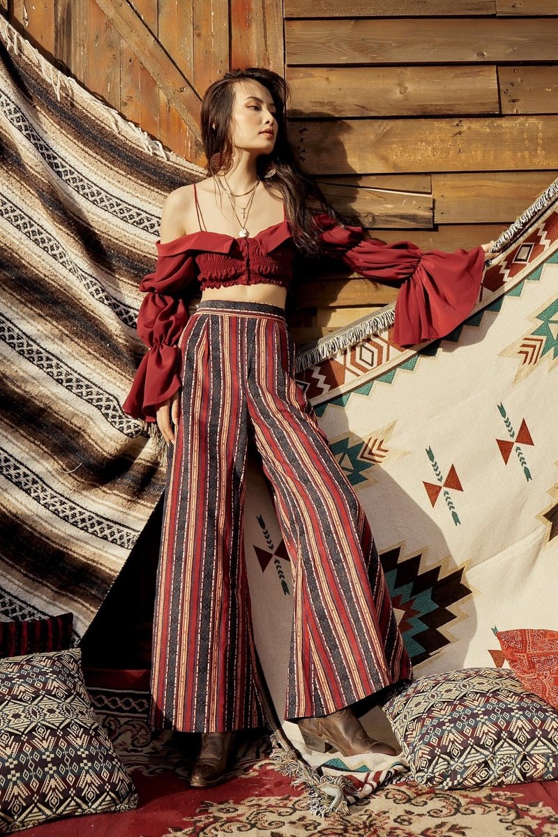 Boho Hippie Gypsy Vintage Style Corduroy Pants - 女長褲 - 其他材質 多色