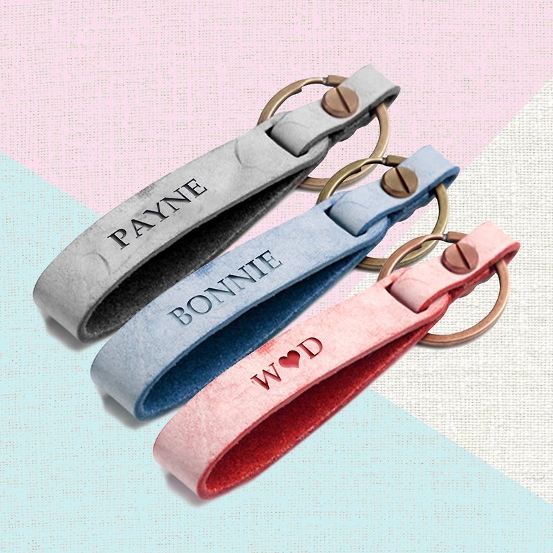 Italian leather custom key ring free typing - Keychains - Genuine Leather Multicolor