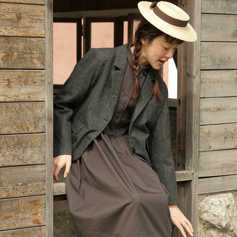 MintCheese Nissan steel tweed wool suit jacket with a British retro feel. - Women's Blazers & Trench Coats - Other Materials Multicolor