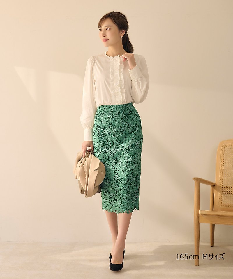 Frill Blouse lieulien×Ayumi Okabe - Women's Shirts - Cotton & Hemp White