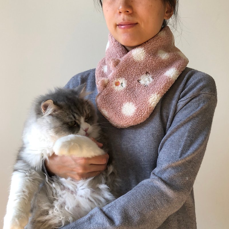 Customization. Embroidery. parent-child scarf. cat - Knit Scarves & Wraps - Cotton & Hemp Multicolor