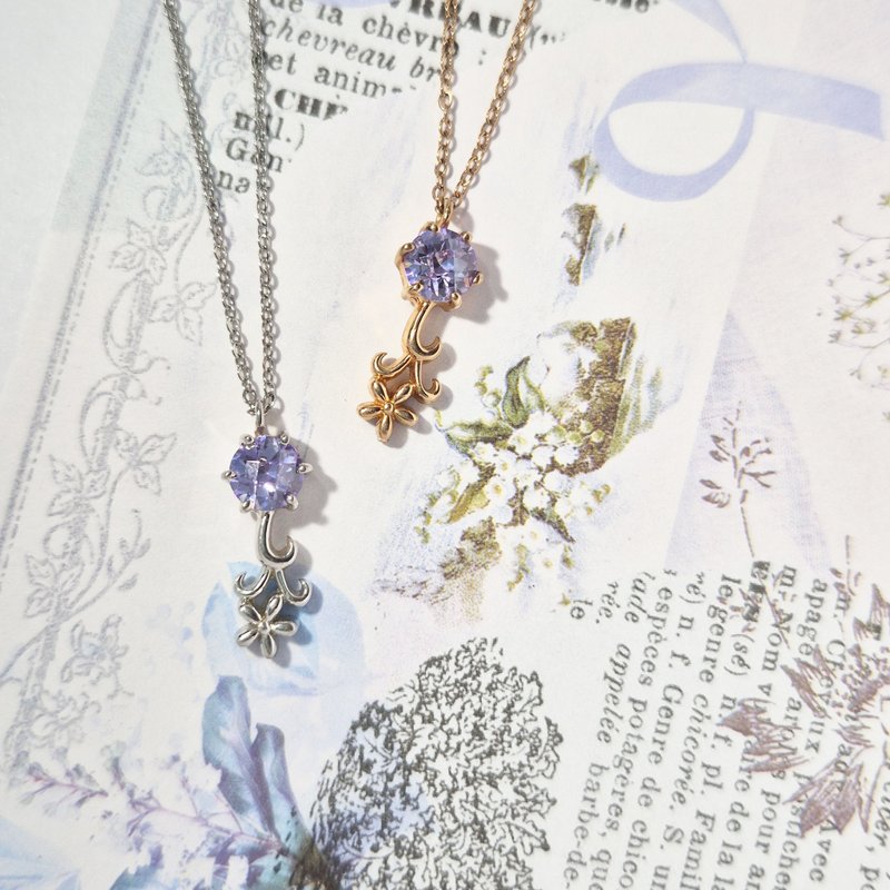 【比法一生】純銀墜子-紫嬌花  925純銀手作銀飾 - 項鍊 - 銀 銀色