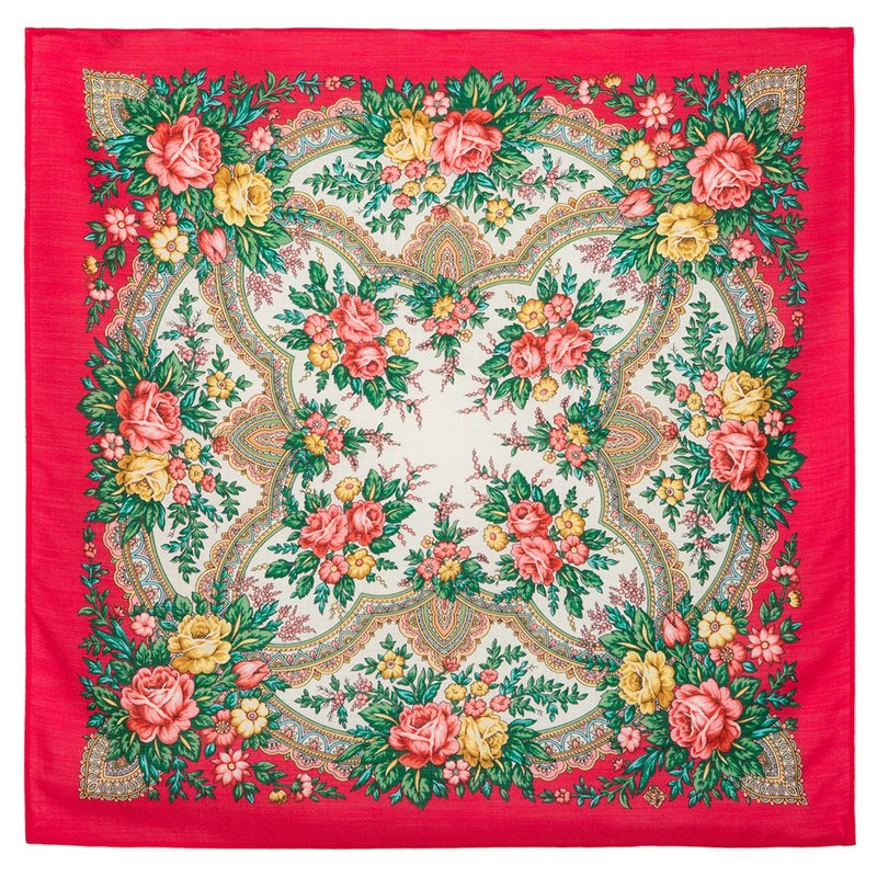 原創 Pavlovo Posad 俄羅斯披肩 100% 羊毛 羊毛圍巾 72x72 厘米 - 絲巾 - 羊毛 多色