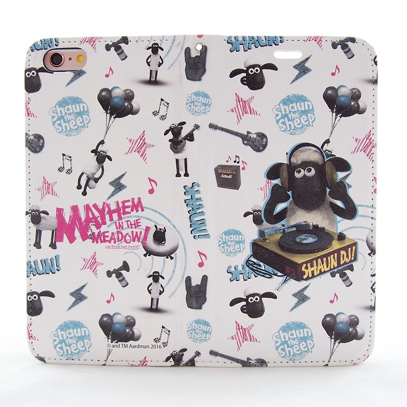 Smiled sheep genuine authority (Shaun The Sheep) - Magnetic phone holster (white): [DJ Time] "iPhone / Samsung / HTC / ASUS / Sony" - Phone Cases - Genuine Leather Blue