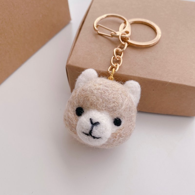 羊毛氈-草泥馬頭像鑰匙圈 - 鑰匙圈/鑰匙包 - 羊毛 