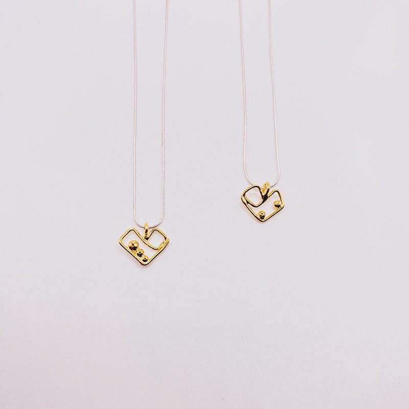 Irregular lines love beads/necklace - สร้อยคอ - เงิน สีเงิน