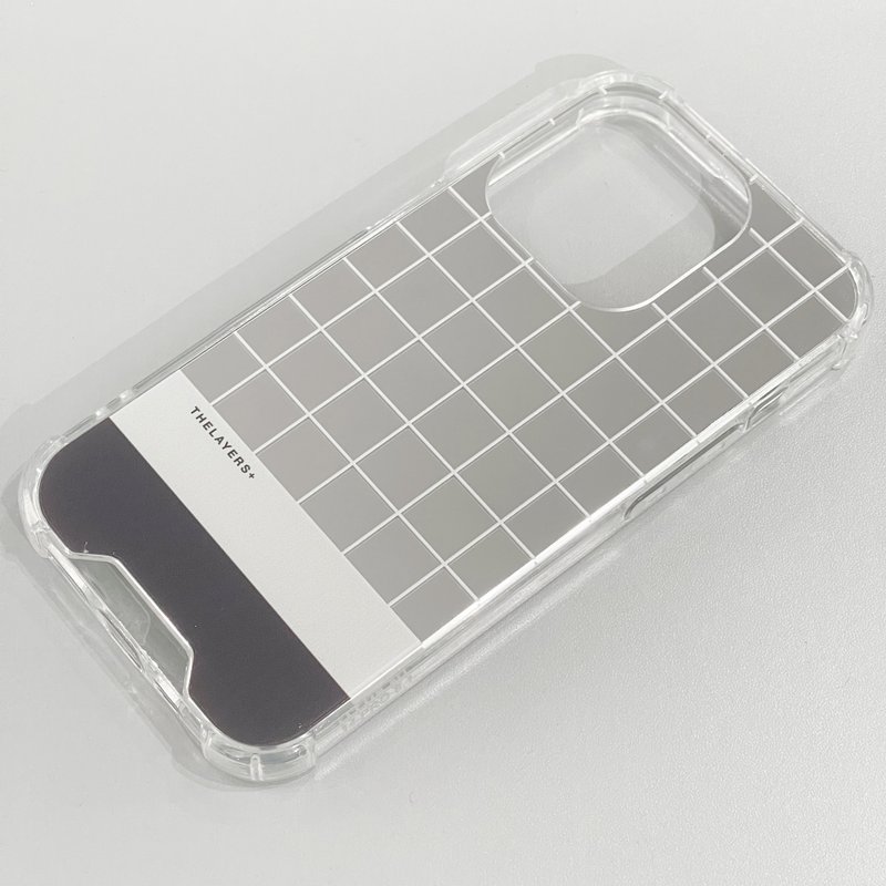 iPhone16全包銀色鏡面 | 太空方格子圖案 | 透明防摔軟手機殼 - 手機殼/手機套 - 塑膠 多色